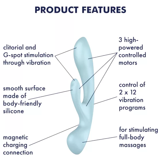 / Satisfyer Triple Oh - akumulátorový vibrátor s ramenem na klitoris (modrý)