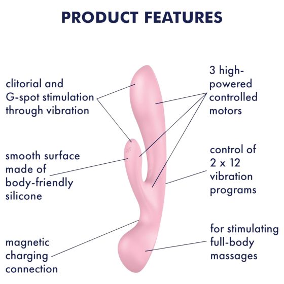 Satisfyer Triple Oh - dobíjecí vibrátor s klitorálním ramenem (růžový)