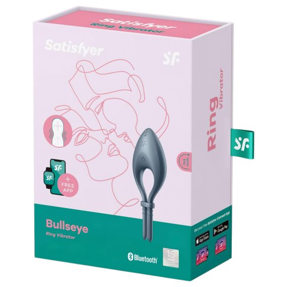 Satisfyer Bullseye - vibrační erekční kroužek - chytrý silikonový - šedý