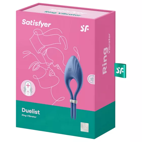 Satisfyer Duelist - akumulátorový vibrační erekční kroužek (modrý)