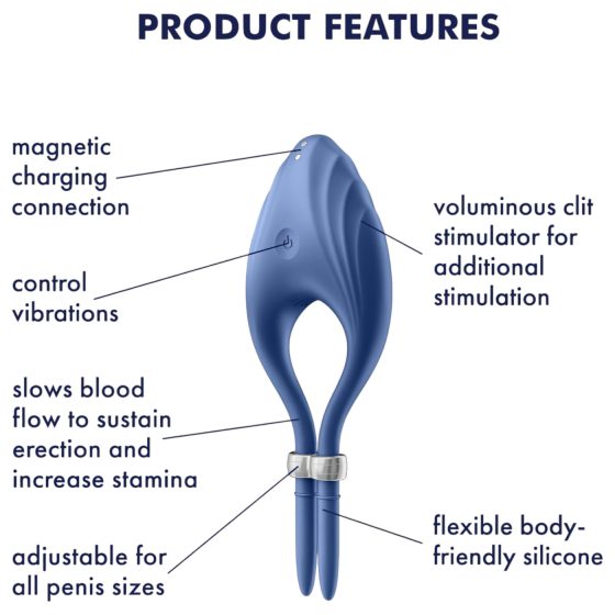 Satisfyer Duelist - vibrační erekční kroužek - nabíjecí - modrý