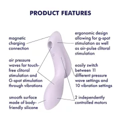   Satisfyer Curvy Trinity 2 - 2v1 vibrátor s tlakovými vlnami (fialový)