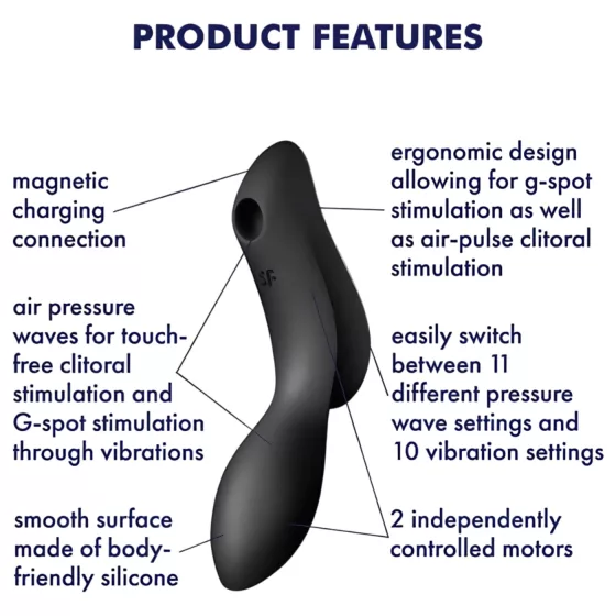 Satisfyer Curvy Trinity 2 - 2v1 vibrátor s tlakovými vlnami (černý)