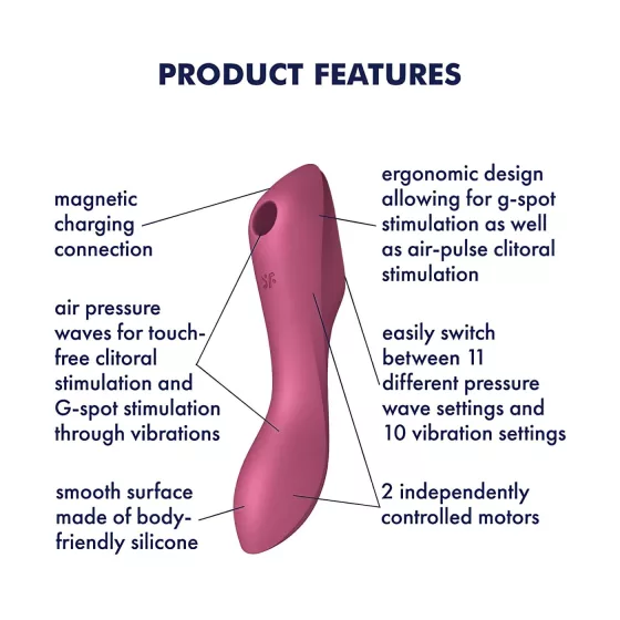 Satisfyer Curvy Trinity 3 - vibrační 2v1 stimulátor s tlakovými vlnami (červený)