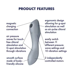   Satisfyer Curvy Trinity 3 - 2v1 vibrátor s tlakovými vlnami (šedý)