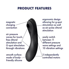   Satisfyer Curvy Trinity 4 - 2v1 vibrátor s tlakovými vlnami (černý)