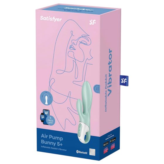 Satisfyer Air Pump Bunny 5 - chytrý nafukovací vibrátor (máta)