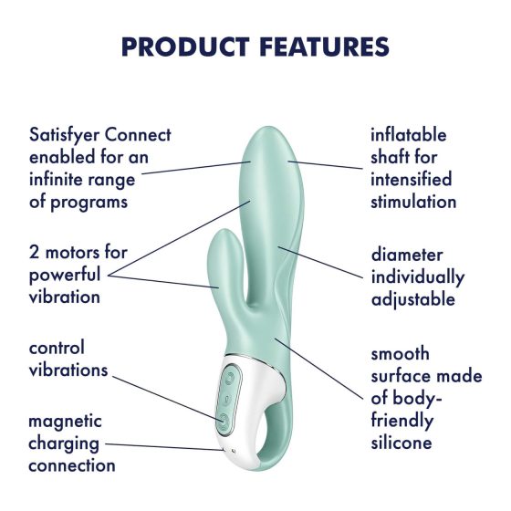 Satisfyer Air Pump Bunny 5 - chytrý nafukovací vibrátor (máta)