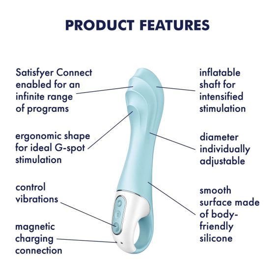 Satisfyer Air Pump Vibrátor 5 - chytrý nafukovací vibrátor (modrý)