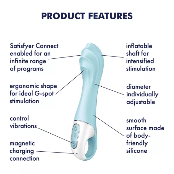 Satisfyer Air Pump Vibrator 5 - ovládaný aplikací (modrý)