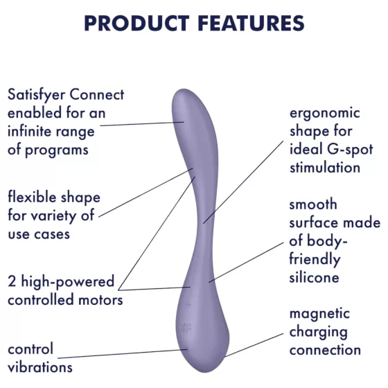 Satisfyer G-spot Flex 5 - aplikací ovládaný vibrátor na bod G (fialový)