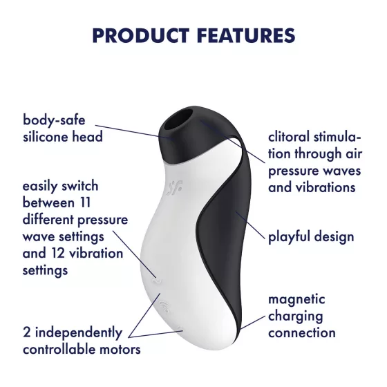 Satisfyer Orca - vodotěsný stimulátor klitorisu s tlakovými vlnami (černo-bílý)