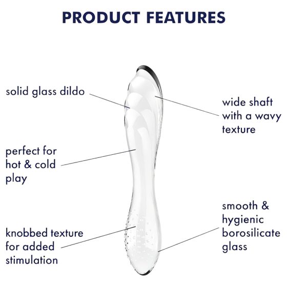 Satisfyer Dazzling Crystal 1 - oboustranné skleněné dildo (průhledné)
