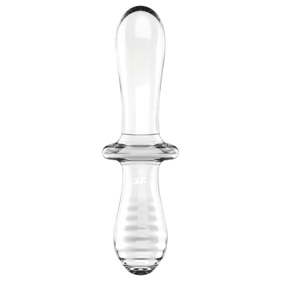 Satisfyer Double Crystal – oboustranné skleněné dildo (průhledné)
