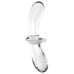   Satisfyer Double Crystal - oboustranné skleněné dildo - transparentní