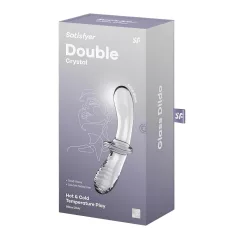   Satisfyer Double Crystal - oboustranné skleněné dildo - transparentní