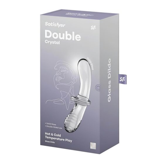 Satisfyer Double Crystal – oboustranné skleněné dildo (průhledné)