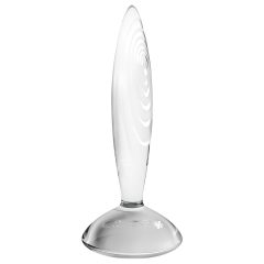 Satisfyer - skleněné dildo - vroubkované - čiré