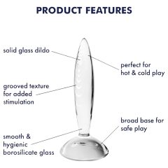 Satisfyer - skleněné dildo - vroubkované - čiré