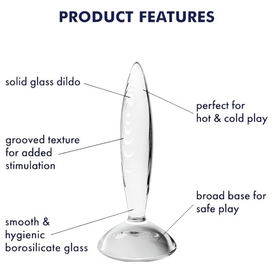 Satisfyer - skleněné dildo - vroubkované - čiré