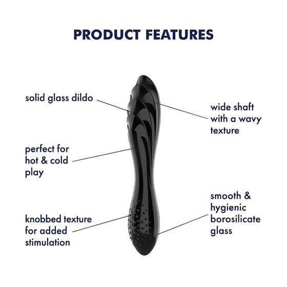 Satisfyer Dazzling Crystal 1 - oboustranné skleněné dildo (černé)