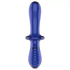   Satisfyer Double Crystal - oboustranné skleněné dildo - modré