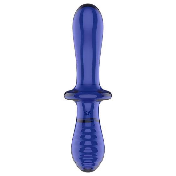 Satisfyer Double Crystal - oboustranné skleněné dildo (modré)