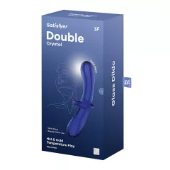   Satisfyer Double Crystal - oboustranné skleněné dildo - modré
