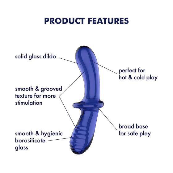 Satisfyer Double Crystal - oboustranné skleněné dildo (modré)