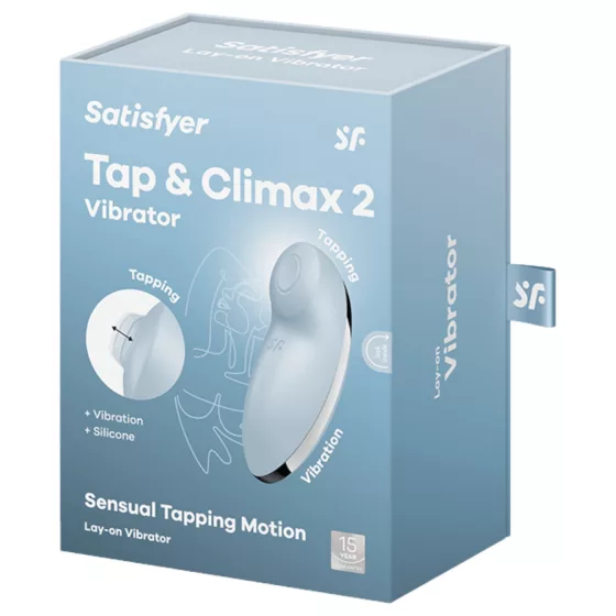 Satisfyer Tap & Climax 2 - stimulátor klitorisu a vibrátor 2 v 1 (modrý)