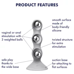 Satisfyer Triple Ball-R - dildo s korálky - šedá