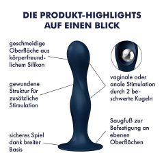 Satisfyer Double Ball-R - vážené dildo (modré)