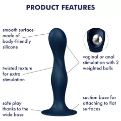 Satisfyer Double Ball-R - vážené dildo - modrá