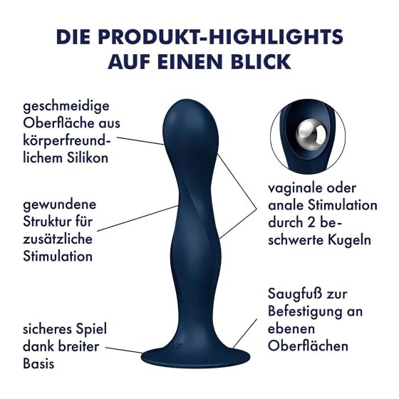 Satisfyer Double Ball-R - vážené dildo (modré)