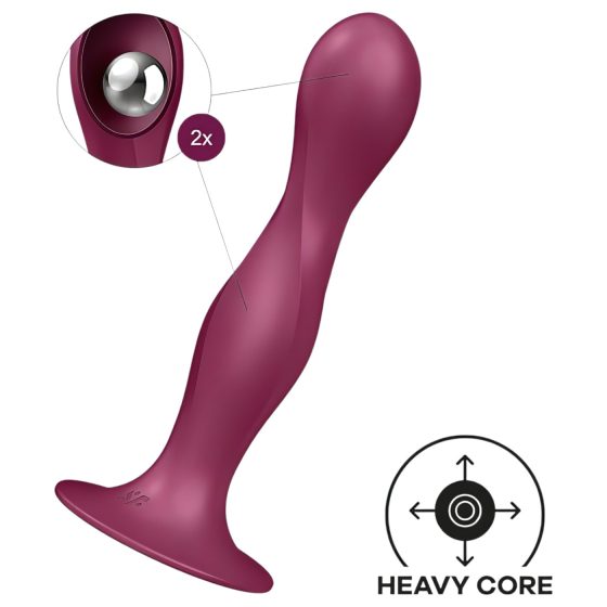 Satisfyer Double Ball-R - přísavný závažíkový dildo (červený)