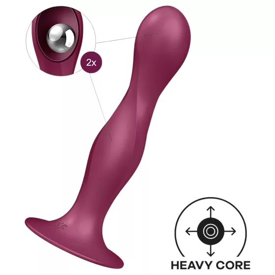 Satisfyer - dildo s přísavkou - vibrační, vážený - červená