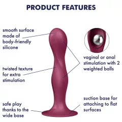   Satisfyer - dildo s přísavkou - vibrační, vážený - červená