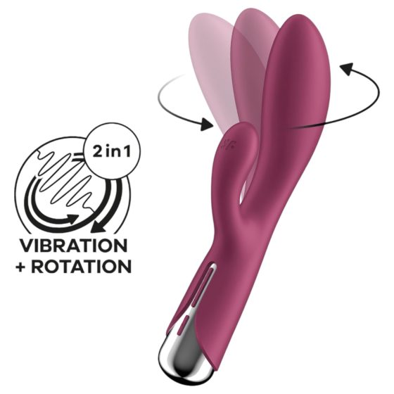 Satisfyer Spinning Rabbit 1 - rotační vibrátor s klitorálním ramenem (červený)