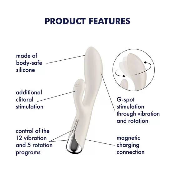 Satisfyer Spinning Rabbit 1 - vibrační vajíčko s rotujícím klitorálním stimulátorem (béžové)