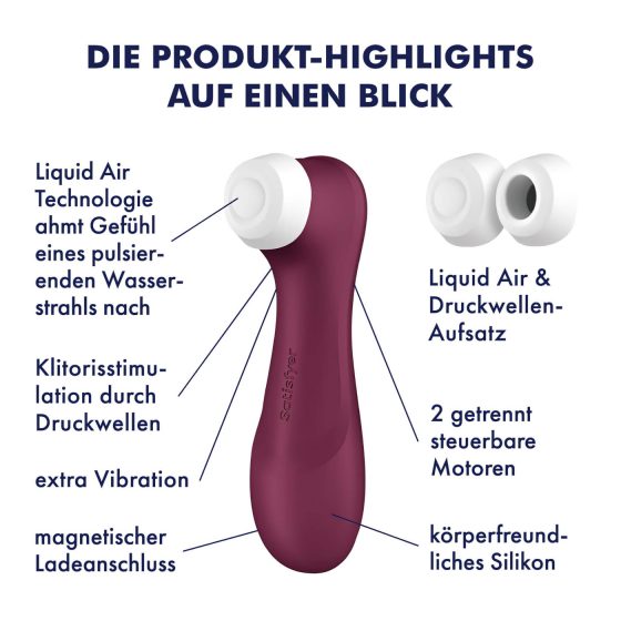 Satisfyer Pro 2 Gen3 - chytrý stimulátor klitorisu s tlakovými vlnami (červený)