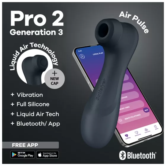 Satisfyer Pro2 Gen3 - Aplikací řízený stimulátor klitorisu s tlakovými vlnami (tmavě šedý)