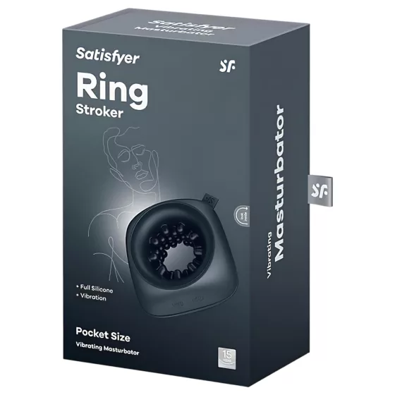 Satisfyer Ring Stroker - akumulátorový vibrační masturbátor (černý)