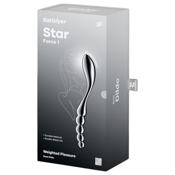 Satisfyer Star Force 1 – kovový dildo s kuličkami (stříbrný)