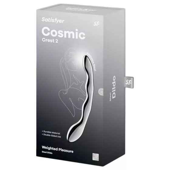 Satisfyer Cosmic Crest 2 - vlnitý ocelový dildo - stříbrná