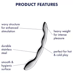   Satisfyer Cosmic Crest 2 - vlnitý ocelový dildo - stříbrná