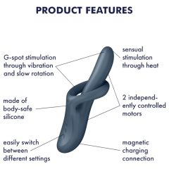   Satisfyer Heat Flex 4 - vyhřívací vibrátor s klitorální rukojetí (šedý)