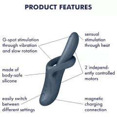   Satisfyer Heat Flex 4 - hřejivý vibrátor s raménkem na klitoris (šedý)