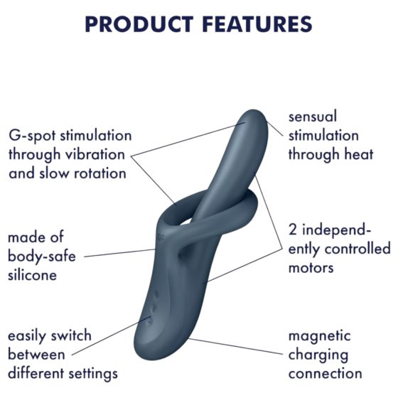 Satisfyer Heat Flex 4 - vyhřívací vibrátor s klitorální rukojetí (šedý)