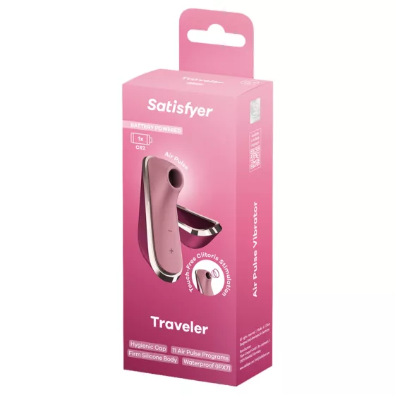 Satisfyer Traveler - stimulátor klitorisu s tlakovými vlnami, na baterie (růžový)