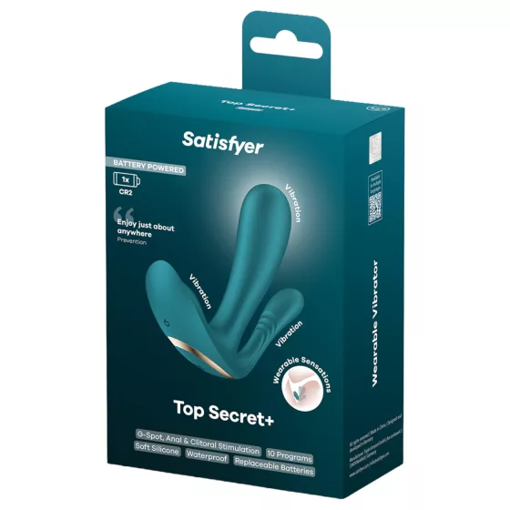 Satisfyer Top Secret+ - nositelný vibrátor se 3 rameny (zelený)